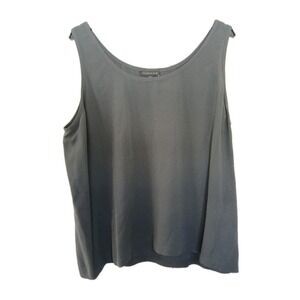 EILEEN FISHER Tank Top XL 100% Silk  Round Neck Sleeveless Shell Gray